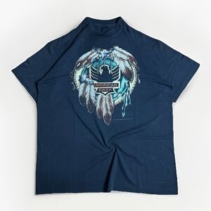 Vintage 1992 3D Emblem American Biker Shirt Mens XL Black Eagle Native Dream